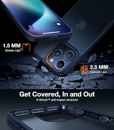 TORRAS Shockproof for iPhone 15 Pro Max Case Blue, [12FT Military Grade Drop Tested] Translucent Slim Protective Matte Hard Back Phone Case for 15 Pro Max 5G Guardian, Navy Blue Titanium - Image 6
