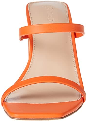 The Drop Women's Avery Square Toe Two Strap High Heeled Sandal, Fire Orange, 9 - Image 2