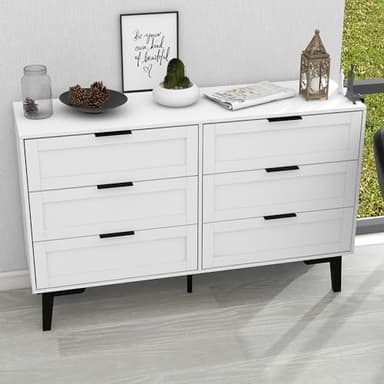 TaoHFE 6 Drawer Dresser for Bedroom Modern White Chest of Drawers for Nursery Wood Dresser for Kids Horizontal Dressers & Chests of Drawers for Bedroom Living Room - Image 8