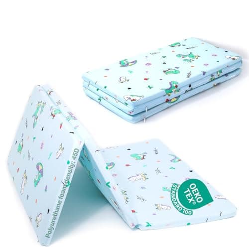 VUCWS 2025 Upgraded Pack and Play Mattress 38" x 26" Soft Firm Premium Foam Pack N Play Mattresses Odorless Breathable Comfort Baby Foam Portable Playpen Mattresses (Tri-fold Dinosaur) - Image 1