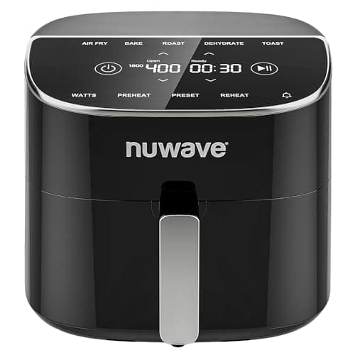 Nuwave Brio Plus 8 Qt Air Fryer, PFAS Free, New & Improved, Digital Touch Screen, Cool White Display, 50°F~400°F in Precise 5°, 5 Cook Functions, 100 Presets & 50 Memory, 3 Wattages 700, 1500, 1800 - Image 1