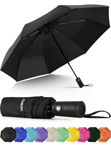 Seniny Windproof Travel Umbrella, Automatic Umbrellas for Rain, Portable & Compact Umbrellas for Backpack, Strong UV for Protection, Folding Small Sun Umbrella for Car, Walking - Image 1