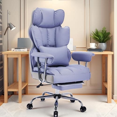 Efomao Big and Tall Office Chair 400LBS, Heavy Duty Executive Office Chair with Foot Rest, Home Office Desk Chairs, Purple Big Tall Computer Chairs - Image 1