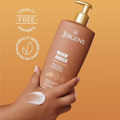 Jergens Shea Fusion Warm Amber Body Lotion, Moisturizer with Shea Butter & Vitamin E, 14 Fl Oz - Image 5