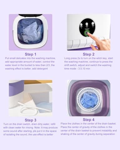 16L Portable Washing Machine, Foldable Small Washer with Spin Basket Laundry Machine, 3 Cleaning Modes Suitable for Underwear Baby Small Clothes, Foldable Design Ideal for Hotel Camping Apartment Home - Image 5