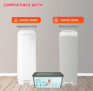 Diaper Pail Refills Bags with 30 Bags Compatible with Genie Easy Roll Signature and Platinum Diaper Pails, 7-Layer Odor-Barrier Technology - Image 2