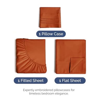 Twin XL Size 3 Piece Sheet Set - Comfy Breathable & Cooling Bed Sheets Set - Hotel Luxury Bedding for Women, Men, Kids, Teens, Boys & Girls - Deep Pockets, Soft, Wrinkle Free - Oeko-Tex - Terracotta - Image 2
