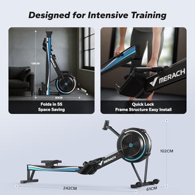 MERACH Rowing Machines for Home, Adjustable Air Resistance Professional Indoor Rowing Machine, Ergonomic Comfort Seat, Performance Monitor and Device Holder, Easy Storage - Image 8