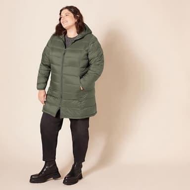 Amazon Essentials Women's Lightweight Water-Resistant Packable Hooded Puffer Coat (Available in Plus Size), Dark Olive, Large - Image 8