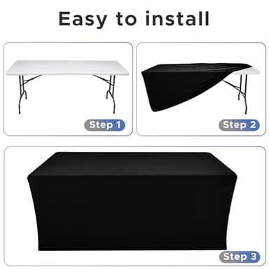 Nasitos Spandex Fitted Table Covers for 6 Foot Tables - 72 x 30 Inch - 4 Pack Black Stretch Rectangle Table Clothes, Wrinkle Resistant Tablecloths for Folding Table, Parties, Trade Show, Birthday - Image 4