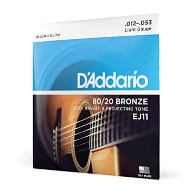 D'Addario Acoustic Guitar Strings, 80/20 Bronze, EJ11, Light Gauge 12-53, 6-String Set, Pack of 1 - Image 1