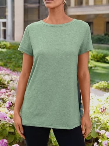 AUTOMET Womens Tops Shorts Sleeve Shirts for Summer Spring Beach Vacation Plus Size Oversized Casual Tee for Teen Girls 2025 02lightgreen 2XL - Image 7