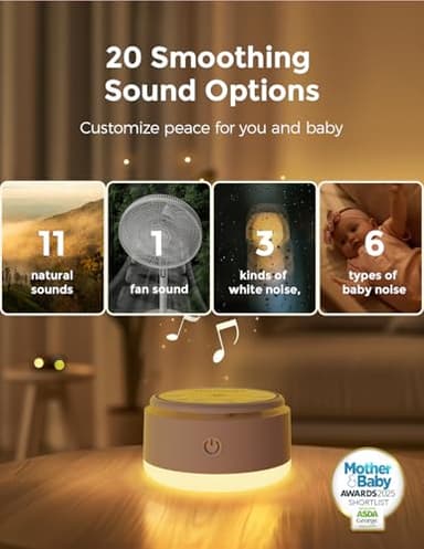 Momcozy Sound Machine for Baby-20 Soothing Sounds & Touch Warm Light Portable White Noise for Kids & Adults for Sleeping Timer and Memory | Ideal Travel Companion & Nursery Must-Have - Image 3