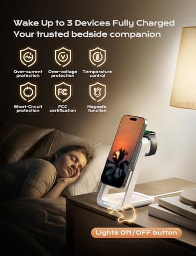 3 in 1 Charging Station for iPhone, Magsafe Wireless Charger with Cooling Fan for iPhone 16 15 14 13 12 Series & Apple Watch Charger 10/Ultra 2, Wireless Charging Station for AirPods 4/3/Pro/Pro 2 - Image 6