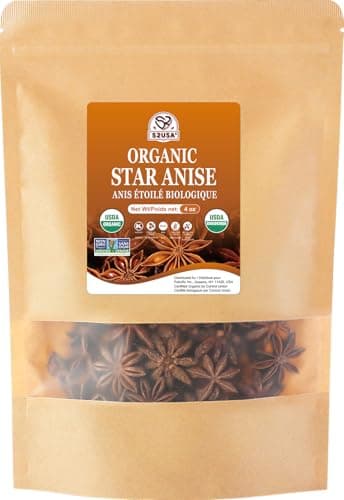 52USA Organic Star Anise, 4 Ounce (Pack of 1), NON-GMO Verified Chinese Star Anises Whole, Dried Star Anise Pods for Tea and baking - Image 1