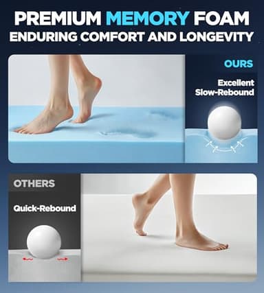 Dual Layer Memory Foam Mattress Topper for Pain Relief with 2X Support, 2" Fluffy Pillow Top King Mattress Topper Plus 2" Odor-Free Cooling Gel Memory Foam Ultra Comfort Mattress Pad Cover - Image 3