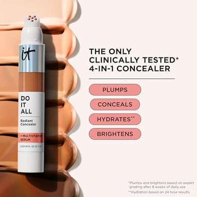 IT Cosmetics Do It All Radiant Concealer ­­– Makeup Concealer – Hydrate & Brighten – Creaseless Medium Coverage & Radiant Finish ­­– Niacinamide & Hyaluronic Acid - Light Warm, 0.2 Fl Oz - Image 6