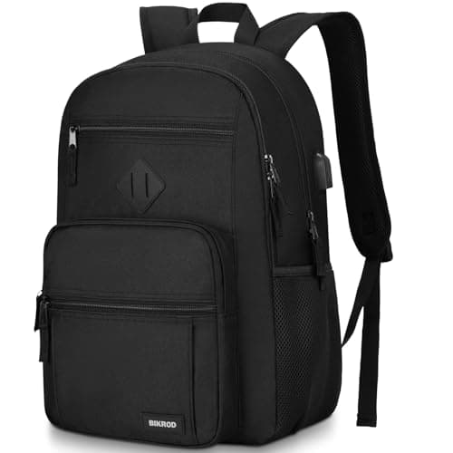 Black Backpack for Men and Women, Backpack for School Teens Boys and Girls, Lightweight Casual High School Bookbag, Daily-use Travel Laptop Backpack with USB Charging Port Fits 15.6 Inch Notebook - Image 1