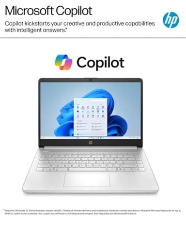 HP Business Student Laptop Computer - Windows 11 Pro & Microsoft Office Lifetime | 14 inch HD | AI-Powered, 12 Hr Batter N-Serious Laptop| 16GB RAM, 128GB UFS, 256GB Extend Micro SD | Silver - Image 10