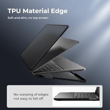 BlueSwan Anti-Cracking Hard Shell Case Compatible with MacBook Pro 13 inch, M2/M1 2025 2022-2017 A2338 A2289 A2251 A2159 A1989 A1706 A1708, Anti-Fingerprint Soft TPU Bumper, Frosted Black - Image 6