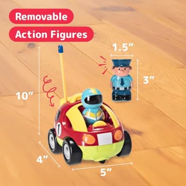 PREXTEX Cartoon Remote Control Car - 2-Pack Police and Race Car Toddler Toys - RC Cars for Kids with Different Frequencies - Easy Remote Control Toy and Thoughtful Gifts for Boys and Girls - Image 2