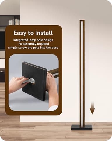 EDISHINE Wooden LED Corner Floor Lamp, Modern Standing Light with Remote, Minimalist Dimmable Floor Lamps for Living Room, Bedroom, Office, 7 Color Temperature 2700~6000K, 48.43" - Image 6