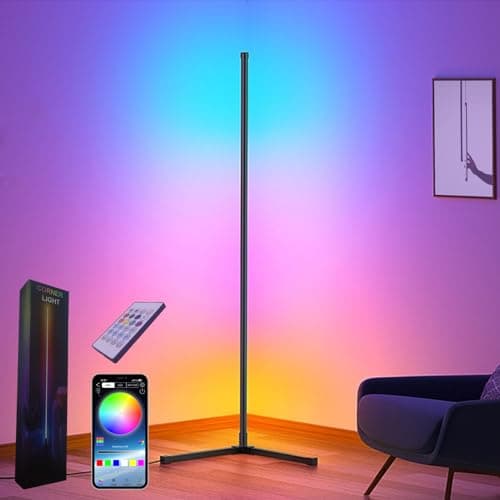 Corner Floor Lamp,60” Smart RGB LED Corner Lamp with App and Remote Control, Color Changing Ambience Light with Music Sync, Easy to Install, Led Floor Lamp for Living Room Bedroom Gaming Room - Image 1