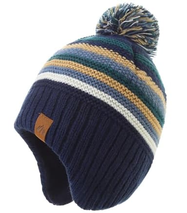 Moon Kitty Winter Hat for Toddler Boy with Ear Flaps - Soft Fleece Lined Baby Beanies Warm Pom Pom Hat for Boys & Girls - Image 1