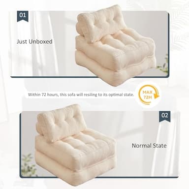 Afuson Folding Chair Bed, Futon Sofa, Floor Couch for Adults Chair for Living Room, Lounge Sofa, Convertible Sofa Bed, Small Couches for Small Spaces, Beige - Image 7