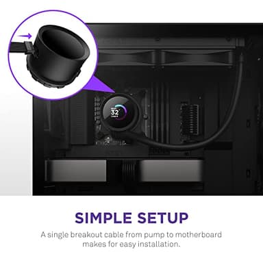 NZXT Kraken 240 - RL-KN-240-B1-240mm AIO CPU Liquid Cooler - Customizable 1.54" Square LCD Display for Images, Performance Metrics and More - High-Performance Pump - 2 x F120P Fans - Black - Image 7