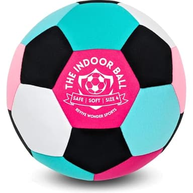 Revive Wonder The Indoor Ball | Soft & Safe Indoor Soccer Ball, Size 4 | Essential Soft Ball for Silent Dribble, Juggling, Training | Fun Silent Soccer for Girls Boys | Pinkwave - Image 1