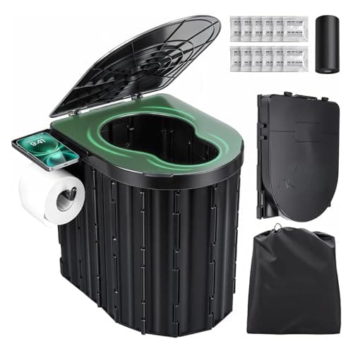 Sckee Camping Toilet, Portable Toilet for Adults, Portable Travel Folding Toilet with Lid and Paper Holder, Compact Potty for Car, Camp Toilet Portable Toilet for Camping, Hiking,Truck, RV, Beach - Image 1
