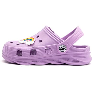 WOUEOI Kid's Girls Boys Clogs Garden Shoes Cartoon Slides Sandals Beach Slipper Children(D-Light Purple,5 Toddler) - Image 3