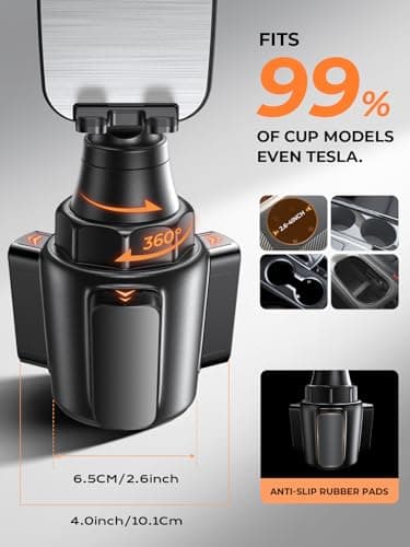 LISEN Cup Phone Holder for Car [Upgraded Version] Long Neck 360° Adjustable Car Accessories for Women Thick Cases Friendly for iPhone 16e 16 15 14 13 Pro Max Samsung S25 All 4-7'' Phone, LUXURY Sliver - Image 2