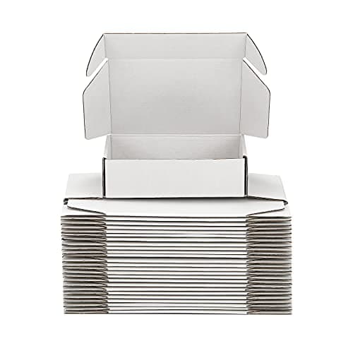 DUZCLI Small Shipping Boxes 8x8x3 Inch (25 Pack) - Sturdy White Corrugated Cardboard Boxes for Small Business, Ecommerce, Mailing & Packaging | Recyclable Gift & Storage Boxes - Image 1