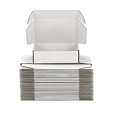 DUZCLI Small Shipping Boxes 8x8x3 Inch (25 Pack) - Sturdy White Corrugated Cardboard Boxes for Small Business, Ecommerce, Mailing & Packaging | Recyclable Gift & Storage Boxes - Image 1