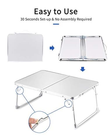 Foldable Laptop Table for Bed, SUVANE Lap Desk Bed Desk, Breakfast Serving Bed Tray, Portable Mini Picnic Table Storage Space Laptop Desk Reading Holder(Gray) - Image 5