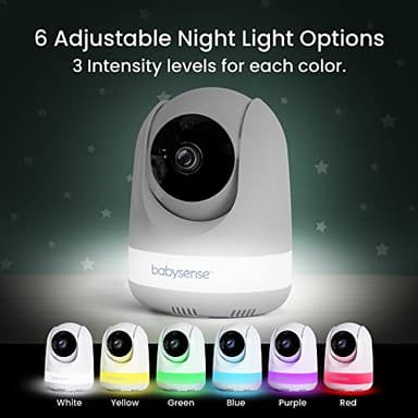 Babysense 5.5” 1080p Full HD Split-Screen Baby Monitor, Video Baby Monitor with 2 Cameras and Audio, 6-Color RGB Night Light, 1000ft Range, Two-Way Audio, 4X Zoom, 5000mAh Battery - Image 3