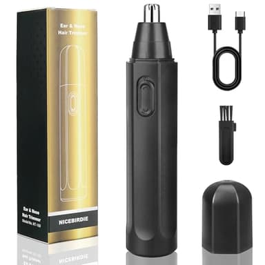 NiceBirdie Nose Hair Trimmer for Men Women, USB Rechargeable Electric Ear Nose Hair Trimmer Clipper, Professional IPX7 Waterproof Dual Edge Blades for Easy Cleaning (Black) - Image 1