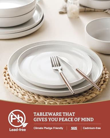 Famiware Milkyway Plates and Bowls Set, 12 Pieces Dinnerware Sets, Dishes Set for 4, White - Image 7