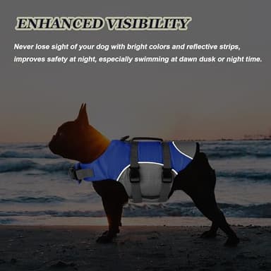Dogcheer Dog Life Jacket, Reflective Dog Life Vest for Swimming Boating, Adjustable Puppy Swim Vest Ripstop Pet PFD Flotation Vest Preserver Small Medium Large Dogs - Blue Gray XS - Image 4