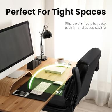 NEO CHAIR Office Desk Computer Chair Ergonomic Executive Mid-Back Leather Gaming Chair with Adjustable Flip-Up Armrests Wheels Swivel for Home Study Task (Jet Black) - Image 7