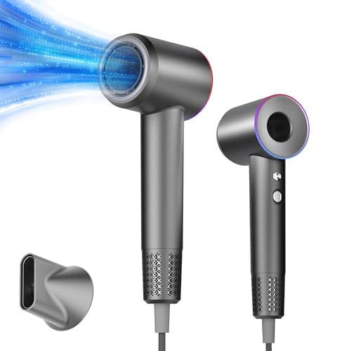 MLCLL Professional Ionic Hair Dryer, 1800W High Speed Blow Dryer for Home Salon, Real 200 Million Negative Ions, 120,000 RPM Brushless Motor for All Hair Types-1 (Silver) - Image 1