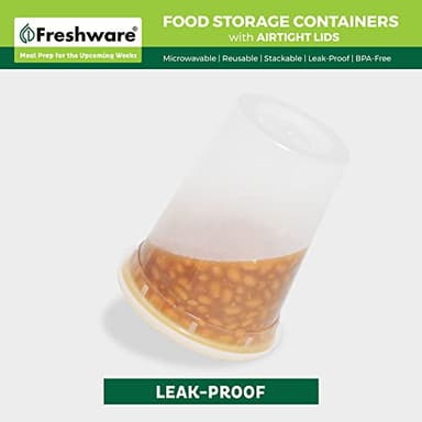 Freshware 48 Pack of 16 and 32 oz, 24 sets each size Food Storage Containers with Lids, Plastic Deli Containers, Meal Prep Containers, Microwave and Freezer Safe, Stackable, Leakproof, BPA Free, Clear - Image 4