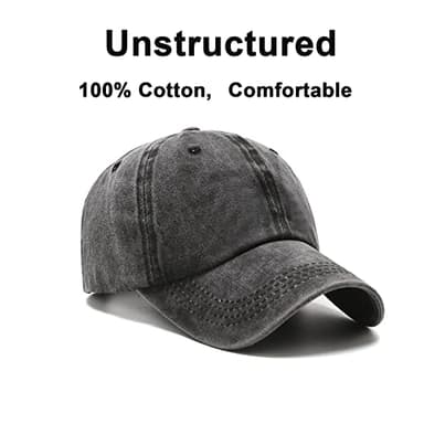 NPJY Vintage Washed Distressed Cotton Dad Hat Baseball Cap Adjustable Trucker Unisex Hats Black - Image 3
