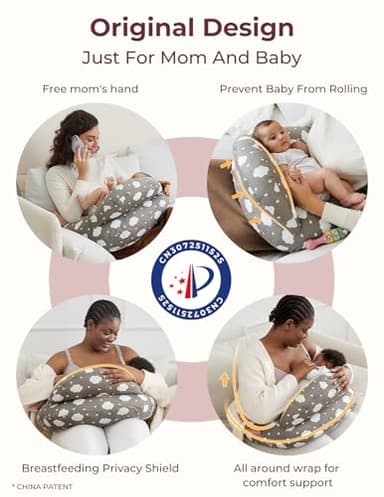 Momcozy Nursing Pillow for Breastfeeding, Original Plus Size Breastfeeding Pillows for More Support for Mom and Baby, with Adjustable Waist Strap and Removable Cotton Cover, Grey - Image 3
