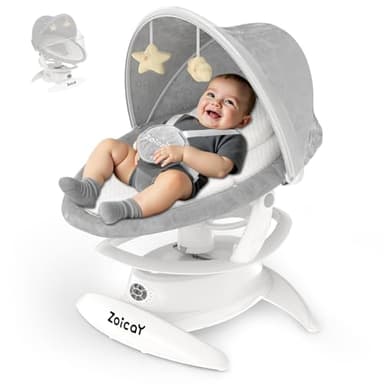 3-in-1 Baby Swing for Infants with Motion Detection, Electric Baby Swing with 3 Swing Modes, 12 Lullabies & 5-Speeds & Removable Swing Seat, BT Enabled & 360°Rotating Seat and Manual Remote, White - Image 1