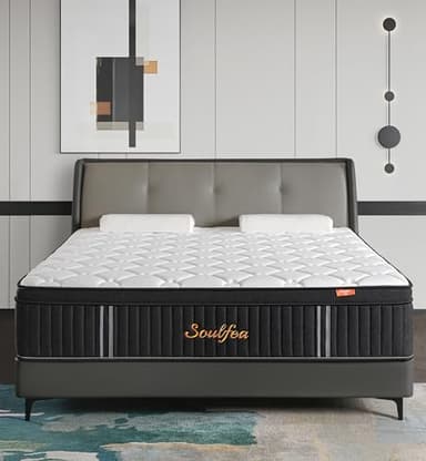 Soulfea Queen Mattress,12 Inch Queen Size Mattresses Memory Foam Hybrid Black Mattress in a Box,with Provide Support and Improve Sleep Mattresses,Medium Firm,CertiPUR-US. - Image 7