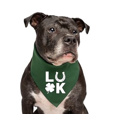 Luck Dog Bandana | 100% Cotton Triangle | Made in USA | Funny St. Patrick's Day Photoshoot Prop | Shamrock | Horseshoe | Good Luck Charm | Green One Size (990) - Image 2