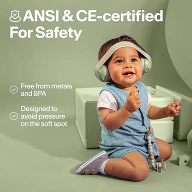 Alpine Muffy Baby Ear Protection for Babies and Toddlers up to 36 Months - CE & ANSI Certified - Noise Reduction Earmuffs - Comfortable Baby Headphones Against Hearing Damage & Improves Sleep - Green - Image 4
